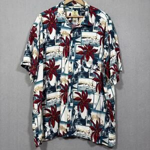 Morro Bay Mens Tropical Floral Hawaiian Shirt XXL Vacation Cruise Surfing Board